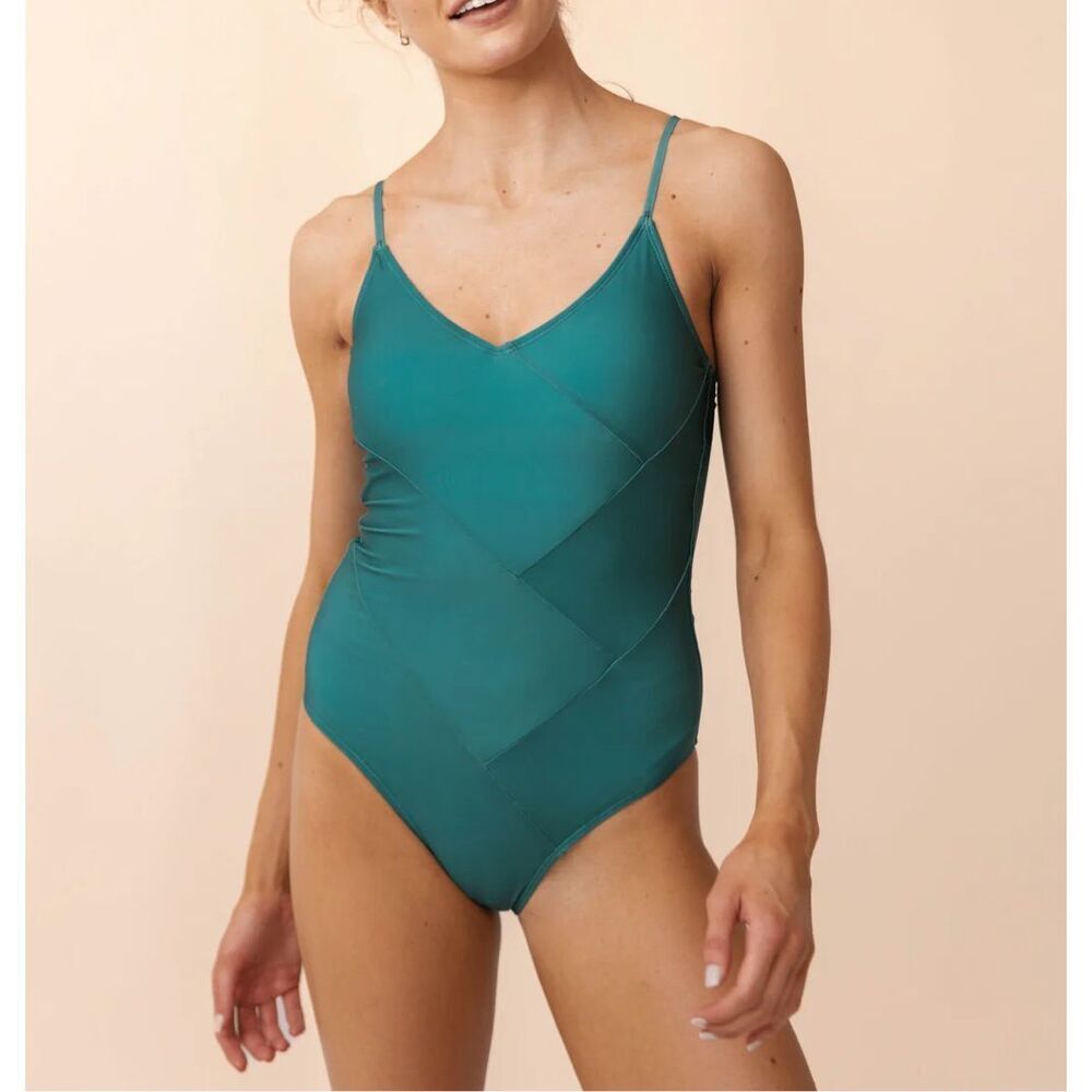 Nani Swimwear NWT UPF 50+ Braided One Piece Built in Bra North Shore Green Mediu